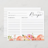 Fête des mariées Citrus rose Fleurs Carte Recette (Devant / Derrière)
