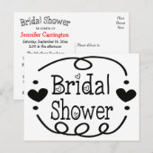 Fête des mariées Coeur noir et blanc Invitation (Devant / Derrière)