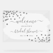 Fête des mariées Confetti Bienvenue Argent Blanc (Recto)