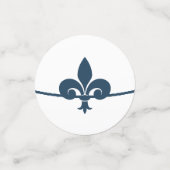 Fête des mariées Confetti bleu foncé Fleur de Lis (Petit recto)