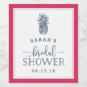 Fête des mariées d'ananas rose et marine Étiquette (Étiquettes simples)