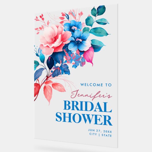 Fête des mariées d'aquarelle bleu chic (Angle)