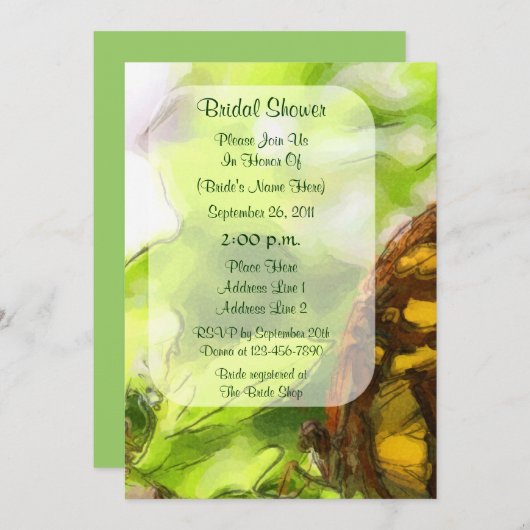 Fête des mariées d'aquarelle papillon Invitation (Devant / Derrière)