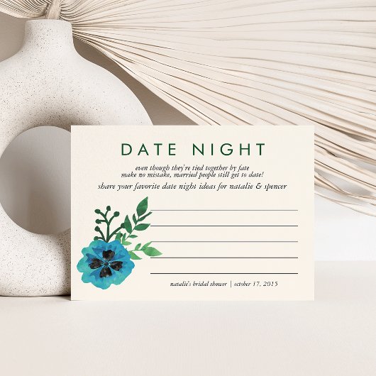Fête des mariées Date Nuit Idées Carte | Floral bl