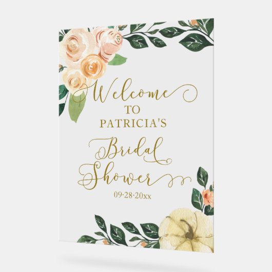 Fête des mariées d'automne citrouille vert Affiche (Angle)