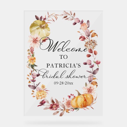 Fête des mariées d'automne citrouille vert Affiche (Recto)