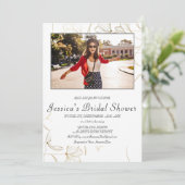 Fête des mariées de fleurs d'or Invitation PHOTO (Debout devant)