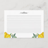 Fête des mariées de la carte de recettes citrons (Dos)