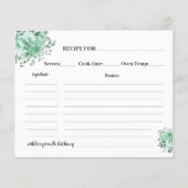 Fête des mariées de la carte de recettes Rose vert (Devant)