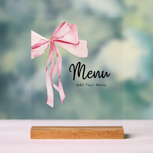 Fête des mariées de menu Elegant Pink Bow (Neutre)