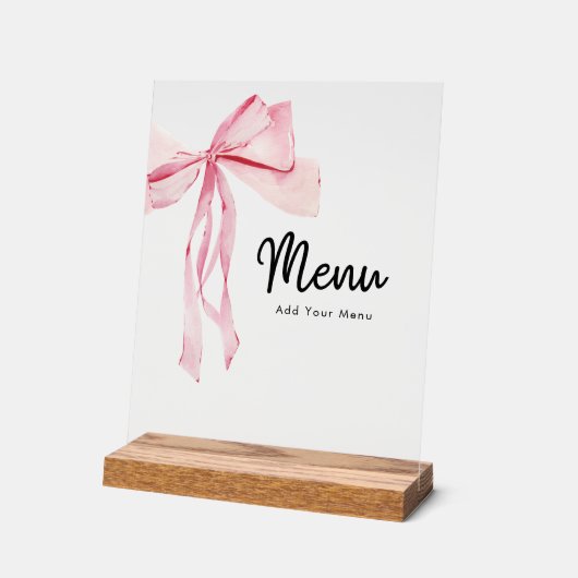 Fête des mariées de menu Elegant Pink Bow (Angle)