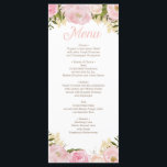 Fête des mariées de menu Floral rose Mariage<br><div class="desc">Affichez votre délicieux menu sur ces belles cartes de menu! Modifiez facilement les éléments du menu ! Voir toute la collection Pink Floral pour plus d'articles correspondants !</div>