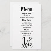 Fête des mariées de menu minimaliste Mariage noir (Devant / Derrière)
