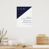Fête des mariées de Monogramme bleu marine Affiche (Cuisine)