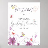 Fête des mariées de papillons rose moderne Affiche (Devant)