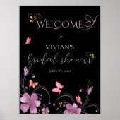 Fête des mariées de papillons rose moderne Affiche (Devant)