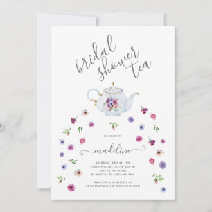 Fête des mariées de théière Florale Invitation de