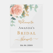 Fête des mariées d'eucalyptus rose or floral bienv (Recto)