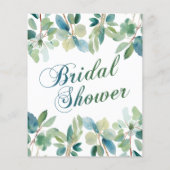 Fête des mariées Elégante carte verte Eucalyptus (Dos)