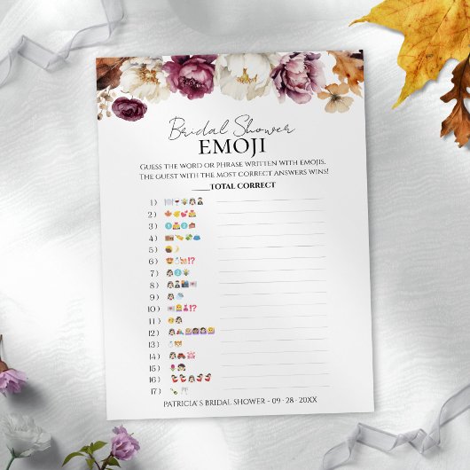 Fête des mariées Emoji | Carte photo florale autom