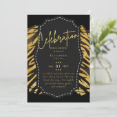 Fête des mariées en or noir brillant Invitations (Debout devant)