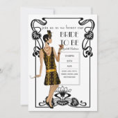 Fête des mariées en or noir brillant Invitations (Devant)