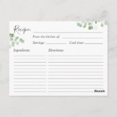 Fête des mariées Eucalyptus Recette Carte verte Bo (Dos)