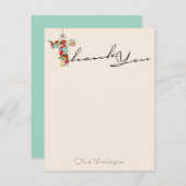 Fête des mariées Fleurs de ressort Carte de remerc (Devant / Derrière)