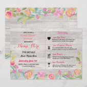 Fête des mariées Floral rose Itinéraire Invitation (Devant / Derrière)