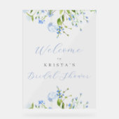 Fête des mariées Florale Bleu clair Bienvenue (Recto)