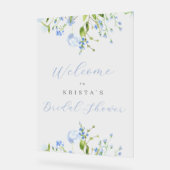 Fête des mariées Florale Bleu clair Bienvenue (Angle)