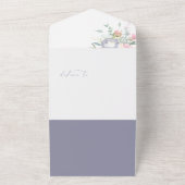 Fête des mariées florale bleu Dusty Invitation de  (Dehors)