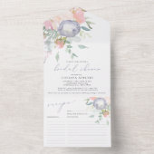 Fête des mariées florale bleu Dusty Invitation de  (À l'intérieur)