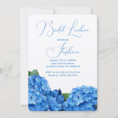 Fête des mariées Florale Bleu Hydrangea Invitation (Devant)