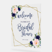 Fête des mariées Florale Bleue Bienvenue (Angle)