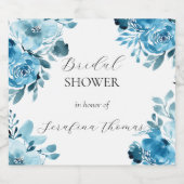 Fête des mariées Florale Bleue Étiquette à vin mou (Étiquettes simples)