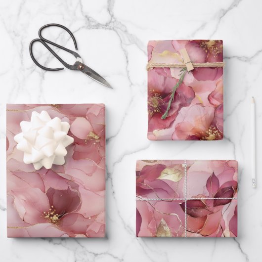 Fête des mariées florale Feuille rose vif (Recto)