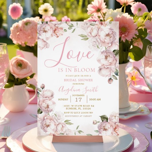 Fête des mariées Florale rose Invitation de Brunch