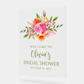 Fête des mariées florale rose orange moderne Bienv (Angle)