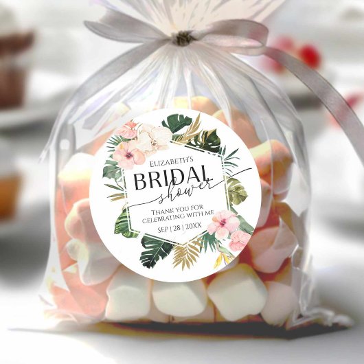 Fête des mariées florale tropicale merci Sticker