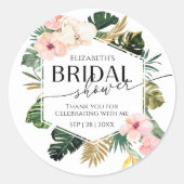 Fête des mariées florale tropicale merci Sticker (Devant)