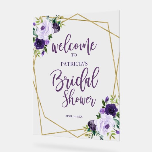 Fête des mariées florale violet bienvenue (Angle)