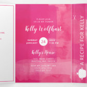 Fête des mariées Fuchsia Potluck avec carte de rec (Intérieur au milieu)
