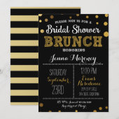 Fête des mariées Gold Dots avec invitation Black B (Devant / Derrière)