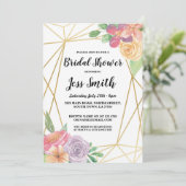 Fête des mariées  Gold Frame Floral Invitation (Debout devant)