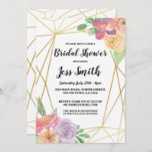 Fête des mariées  Gold Frame Floral Invitation (Devant / Derrière)