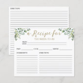 Fête des mariées Gold Greenery Recettes Cartes (Devant / Derrière)