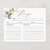 Fête des mariées Gold Greenery Recettes Cartes (Devant)