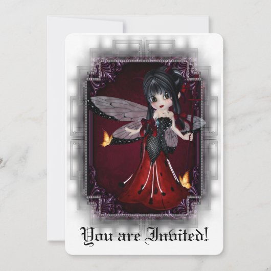 Fête des mariées gothique Invitation Little Devil  (Devant)