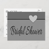 Fête des mariées grise Invitation cardiaque Gris e (Devant / Derrière)
